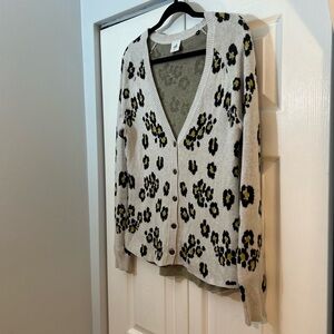 CAbi Floral Print Button Front Cardigan Sweater Size Small